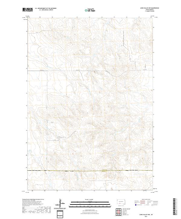 USGS US Topo 7.5-minute map for Long Valley NW SD 2021