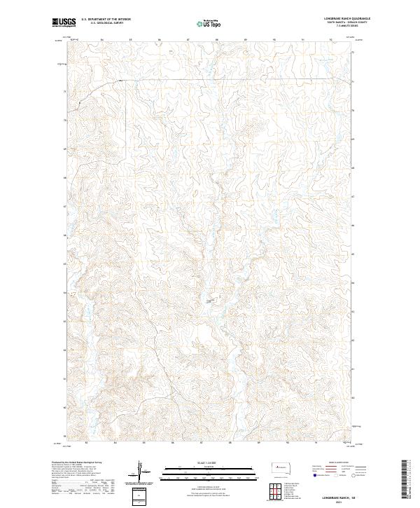 USGS US Topo 7.5-minute map for Longbrake Ranch SD 2021