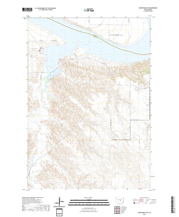 USGS US Topo 7.5-minute map for Lower Brule SW SD 2021