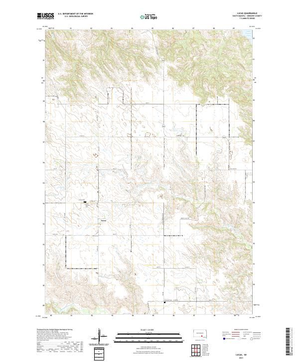 USGS US Topo 7.5-minute map for Lucas SD 2021