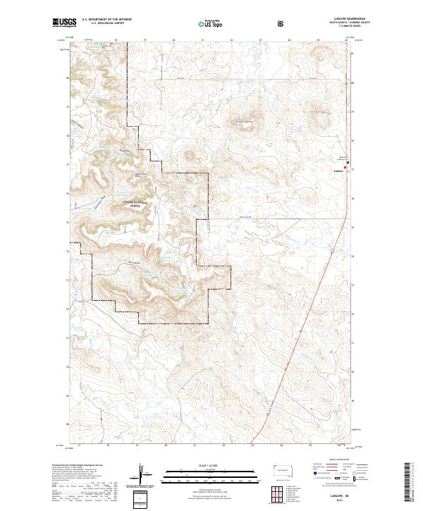 USGS US Topo 7.5-minute map for Ludlow SD 2021