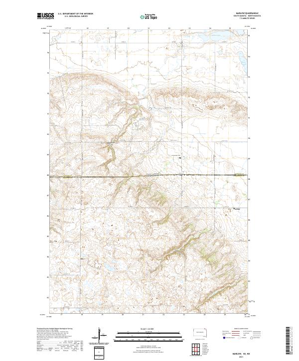 USGS US Topo 7.5-minute map for Marlow SDND 2021