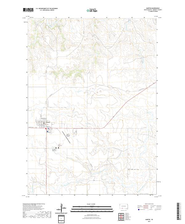 USGS US Topo 7.5-minute map for Martin SD 2021