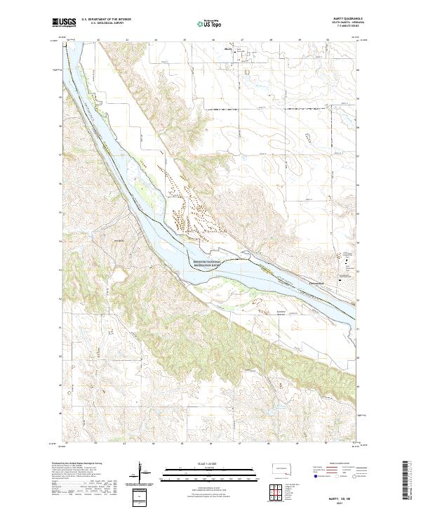 USGS US Topo 7.5-minute map for Marty SDNE 2021