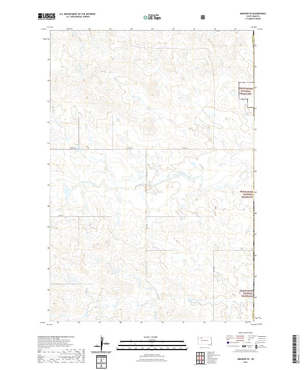 USGS US Topo 7.5-minute map for Meadow SE SD 2021