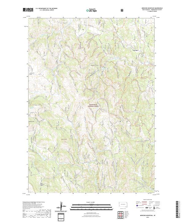 USGS US Topo 7.5-minute map for Medicine Mountain SD 2021