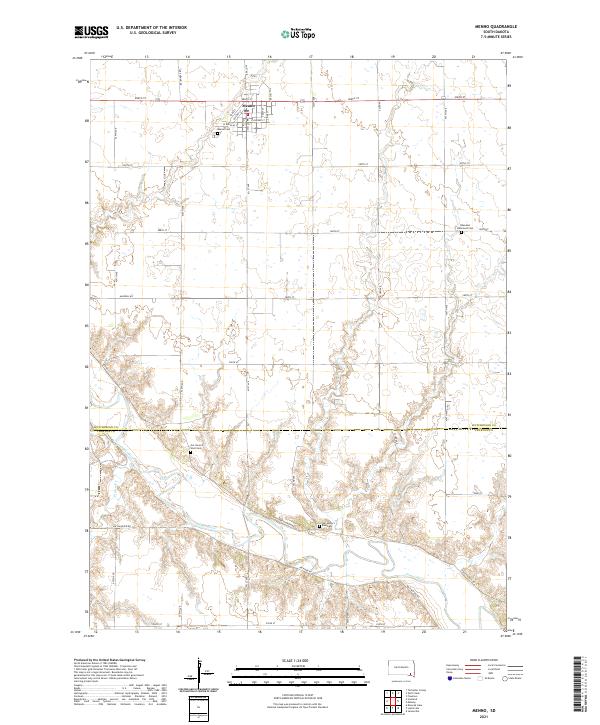 USGS US Topo 7.5-minute map for Menno SD 2021