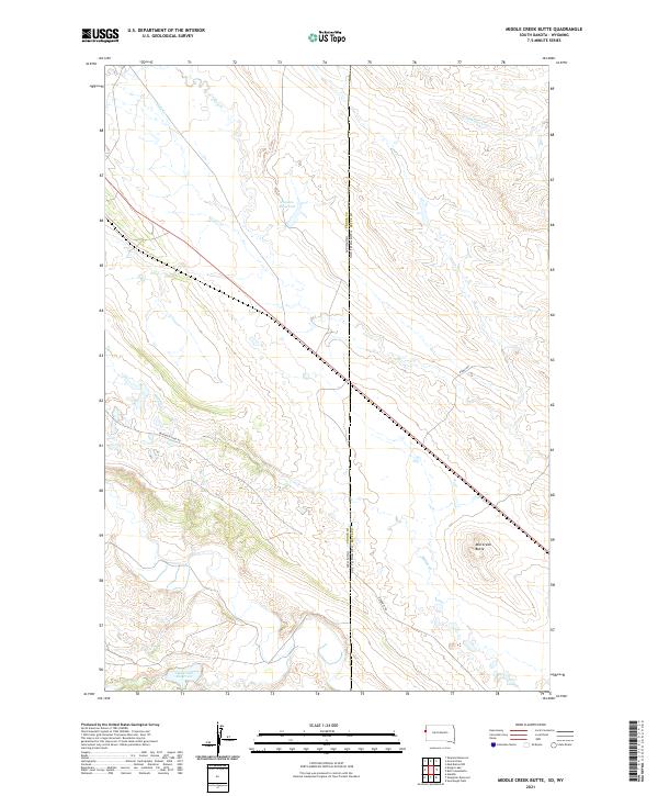 USGS US Topo 7.5-minute map for Middle Creek Butte SDWY 2021