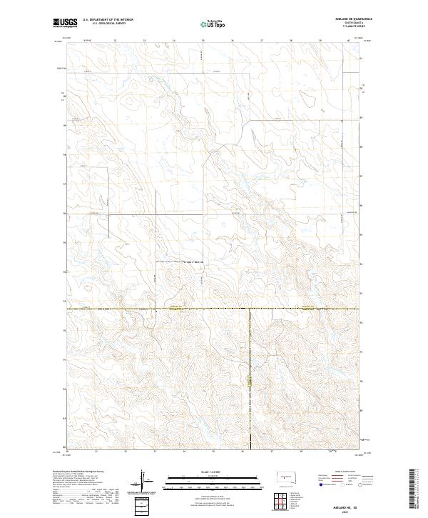 USGS US Topo 7.5-minute map for Midland NE SD 2021