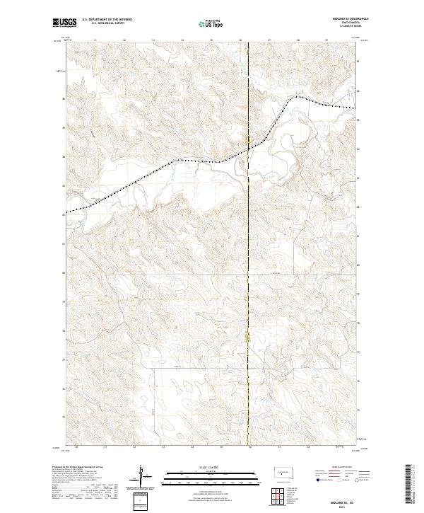 USGS US Topo 7.5-minute map for Midland SE SD 2021