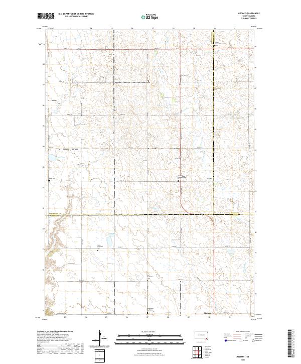 USGS US Topo 7.5-minute map for Midway SD 2021