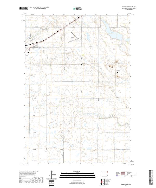 USGS US Topo 7.5-minute map for Milbank East SD 2021