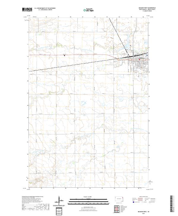 USGS US Topo 7.5-minute map for Milbank West SD 2021