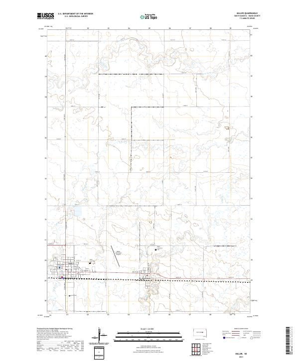 USGS US Topo 7.5-minute map for Miller SD 2021