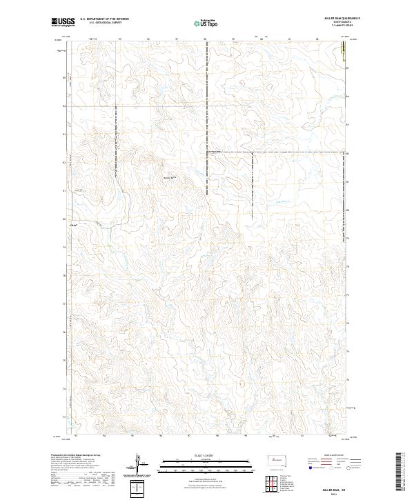 USGS US Topo 7.5-minute map for Miller Dam SD 2021