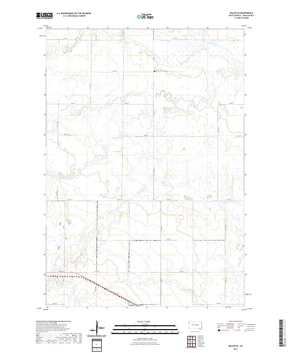 USGS US Topo 7.5-minute map for Miller SE SD 2021