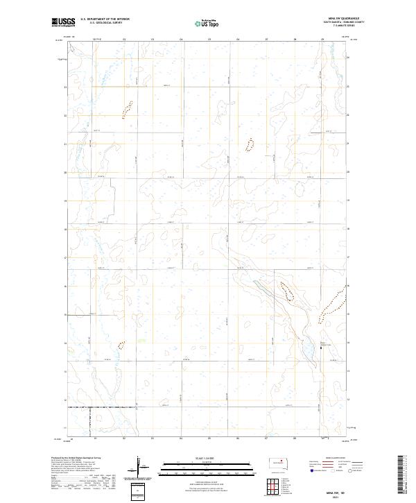 USGS US Topo 7.5-minute map for Mina SW SD 2021