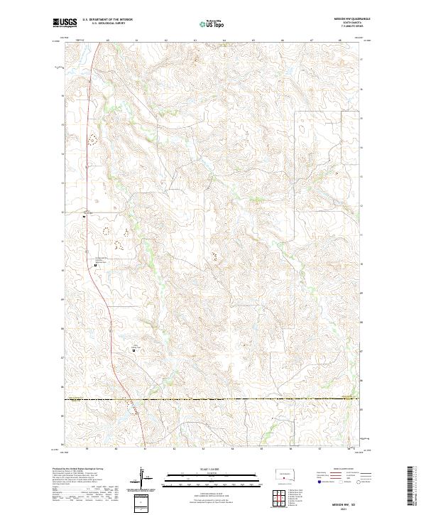 USGS US Topo 7.5-minute map for Mission NW SD 2021