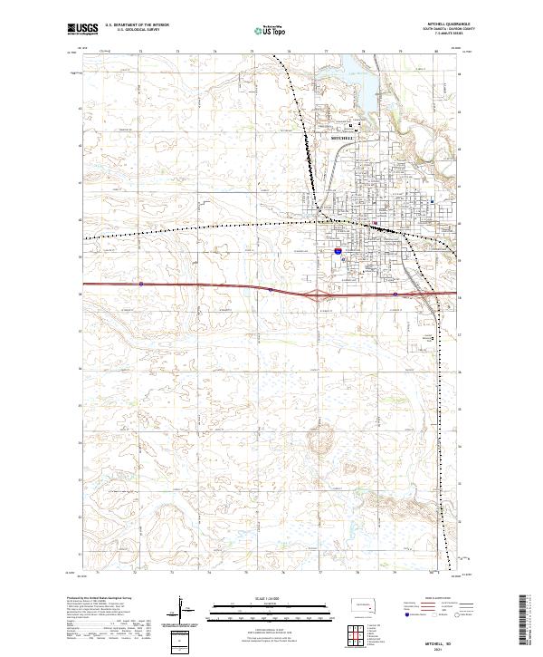 USGS US Topo 7.5-minute map for Mitchell SD 2021