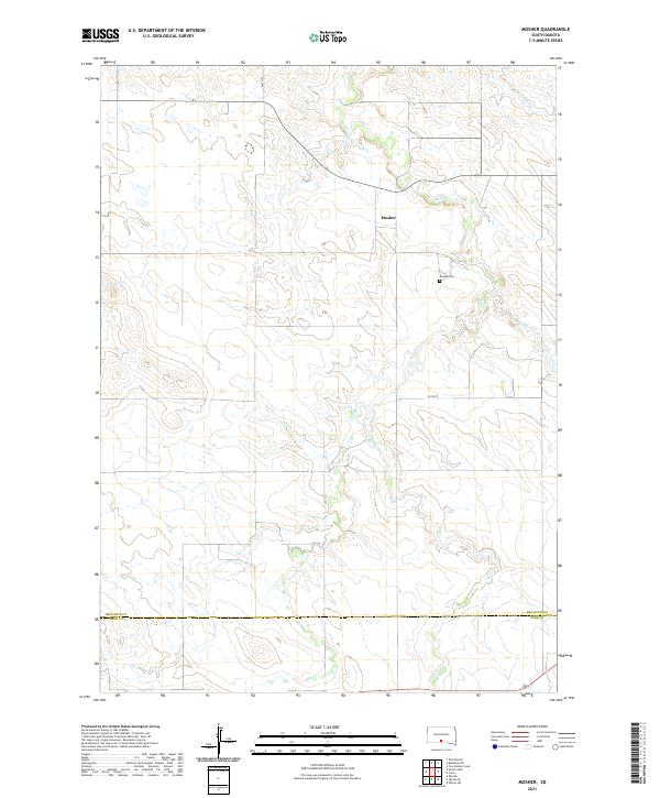 USGS US Topo 7.5-minute map for Mosher SD 2021