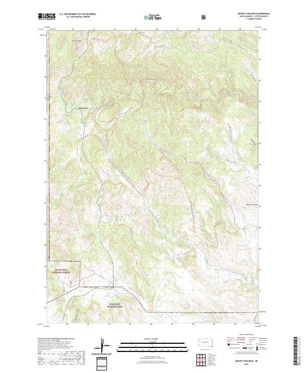 USGS US Topo 7.5-minute map for Mount Coolidge SD 2021