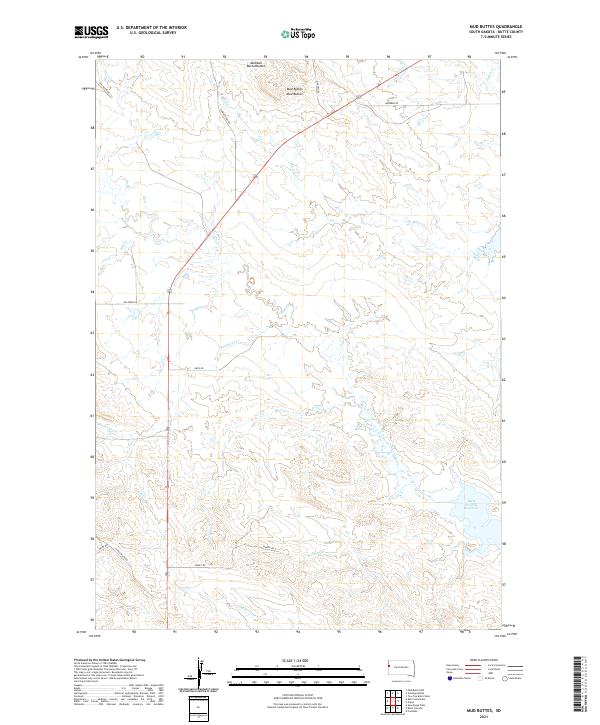 USGS US Topo 7.5-minute map for Mud Buttes SD 2021