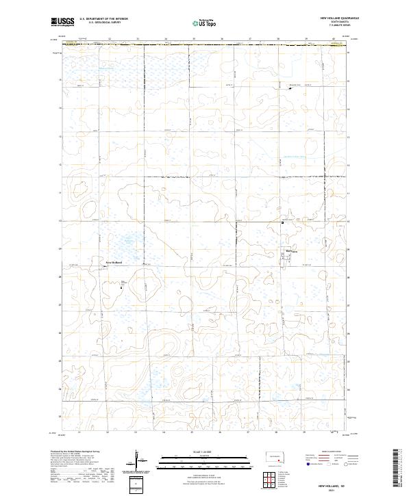 USGS US Topo 7.5-minute map for New Holland SD 2021