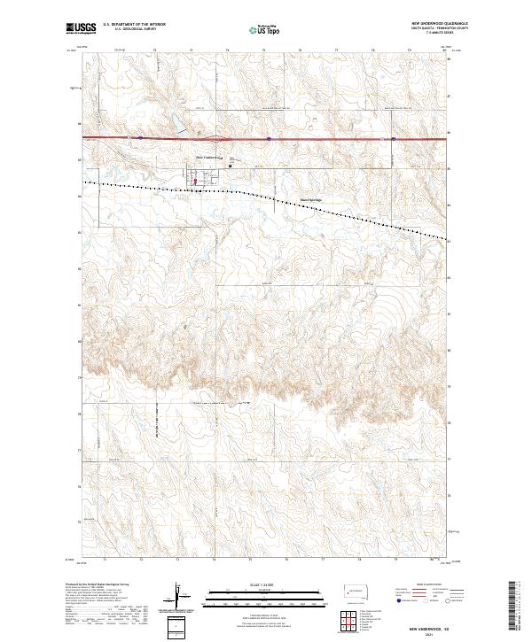 USGS US Topo 7.5-minute map for New Underwood SD 2021