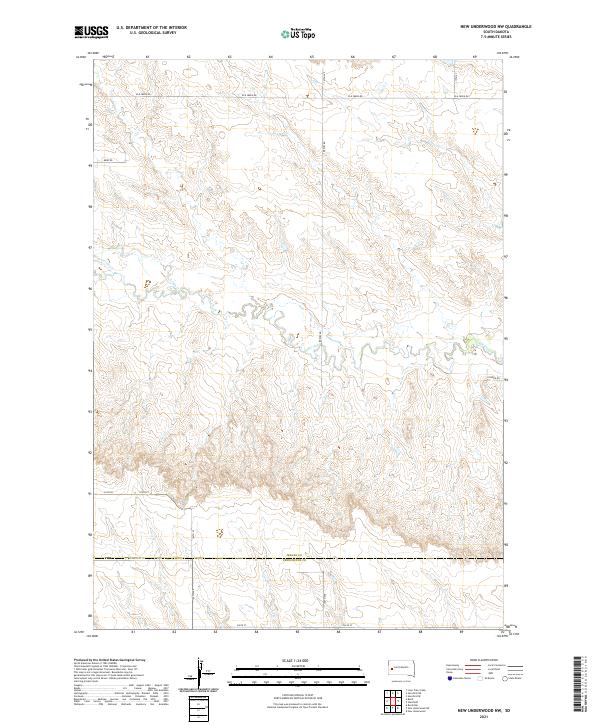 USGS US Topo 7.5-minute map for New Underwood NW SD 2021