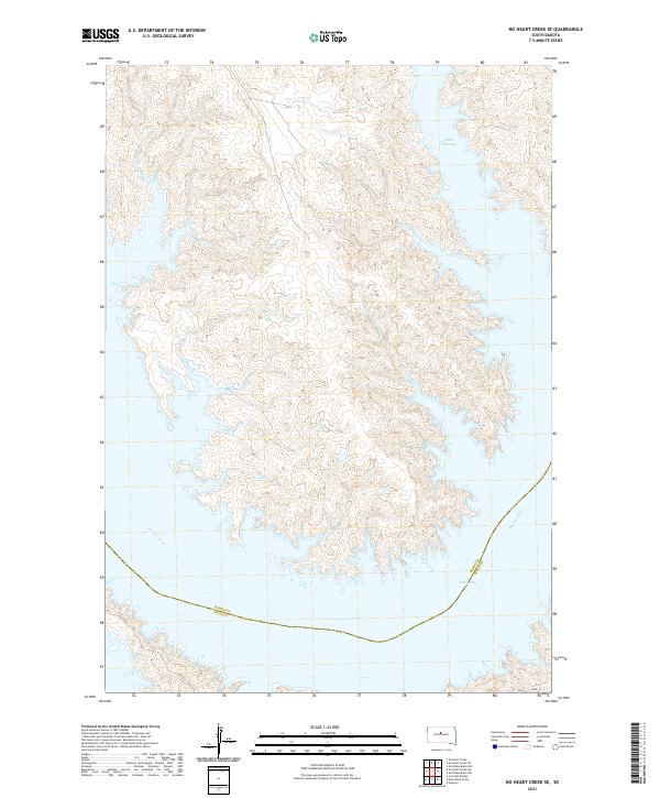 USGS US Topo 7.5-minute map for No Heart Creek SE SD 2021