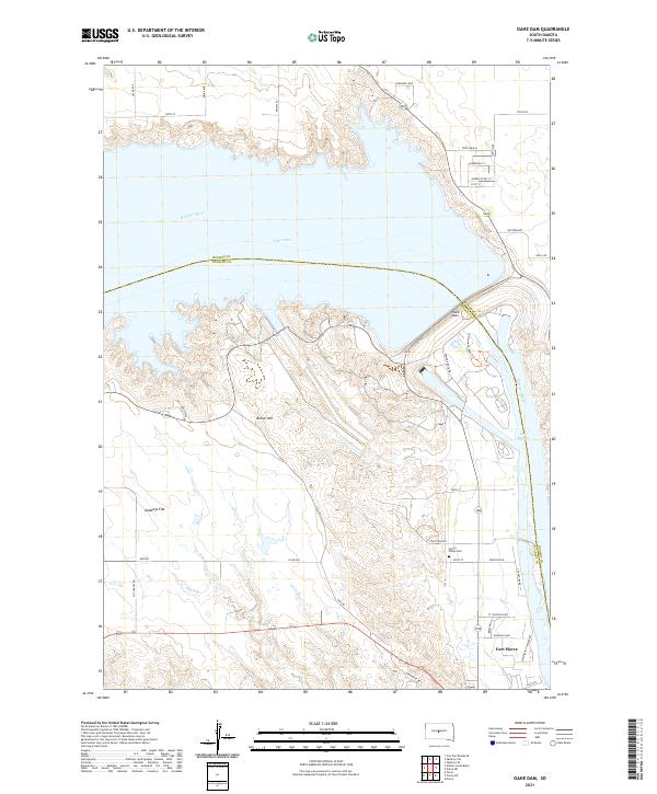 USGS US Topo 7.5-minute map for Oahe Dam SD 2021