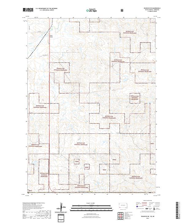 USGS US Topo 7.5-minute map for Oelrichs SW SDNE 2021