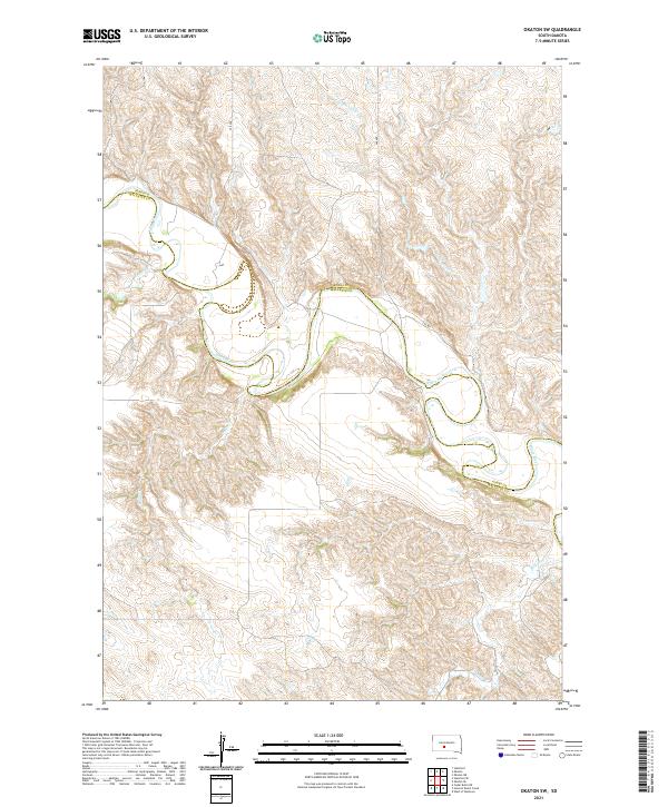 USGS US Topo 7.5-minute map for Okaton SW SD 2021