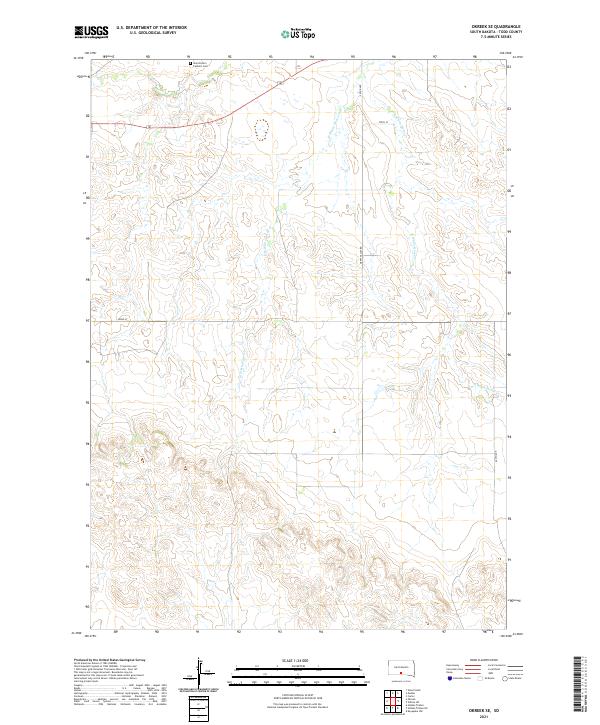 USGS US Topo 7.5-minute map for Okreek SE SD 2021