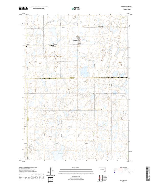 USGS US Topo 7.5-minute map for Oldham SD 2021