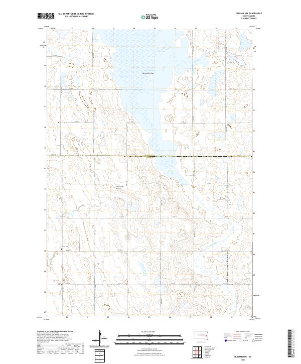 USGS US Topo 7.5-minute map for Oldham NW SD 2021