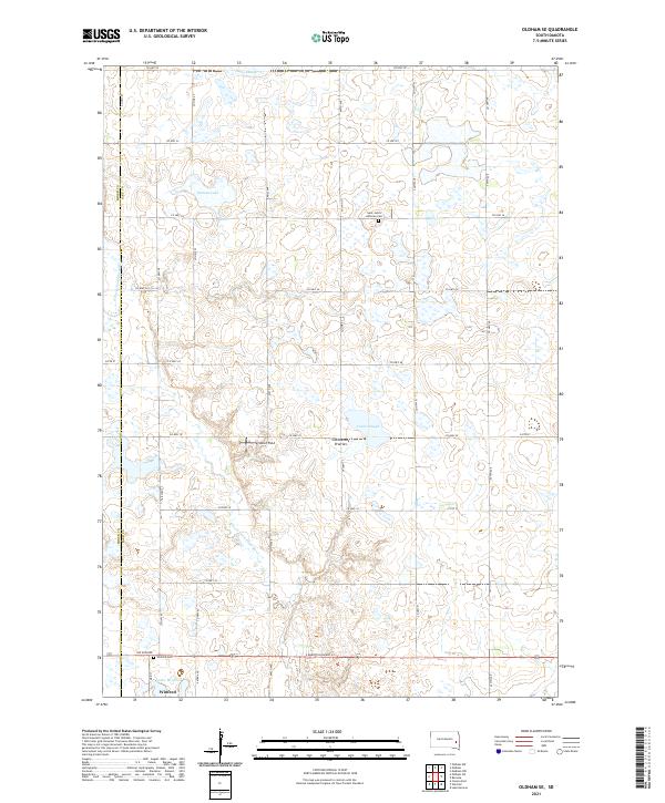 USGS US Topo 7.5-minute map for Oldham SE SD 2021