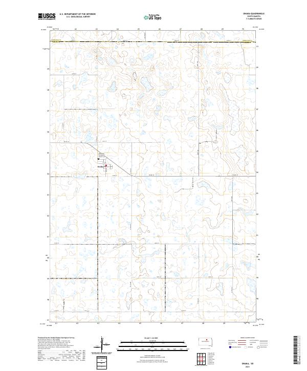 USGS US Topo 7.5-minute map for Onaka SD 2021