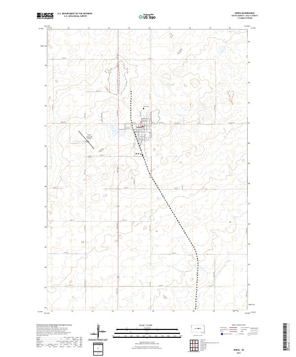 USGS US Topo 7.5-minute map for Onida SD 2021