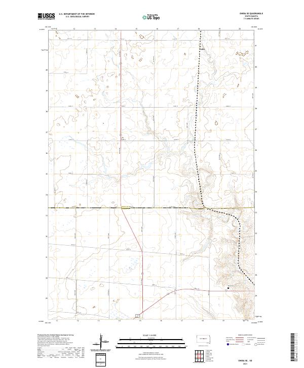 USGS US Topo 7.5-minute map for Onida SE SD 2021