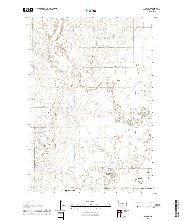 USGS US Topo 7.5-minute map for Ordway SD 2021