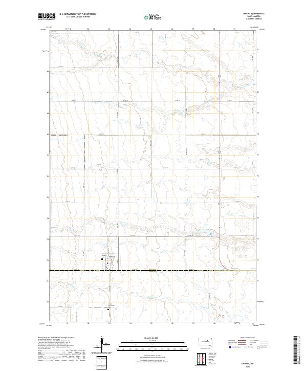 USGS US Topo 7.5-minute map for Orient SD 2021