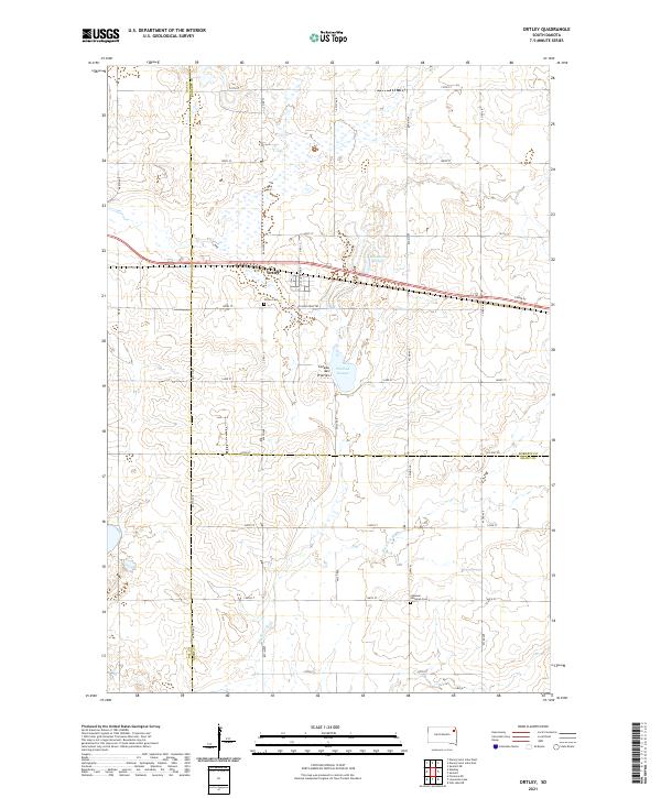 USGS US Topo 7.5-minute map for Ortley SD 2021