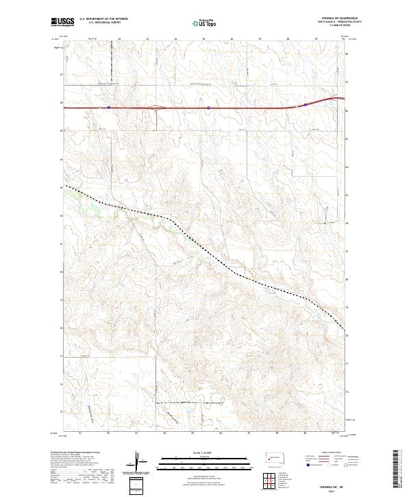 USGS US Topo 7.5-minute map for Owanka SW SD 2021