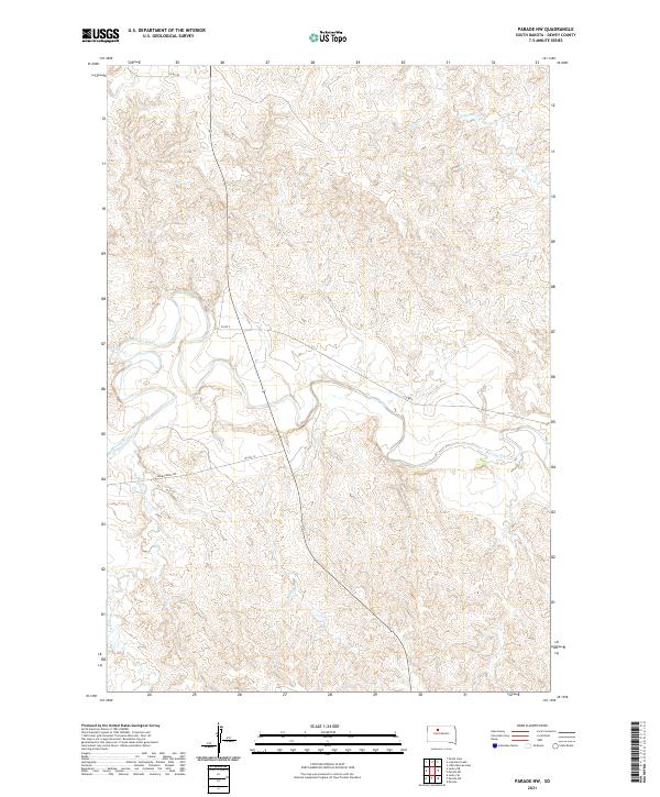 USGS US Topo 7.5-minute map for Parade NW SD 2021