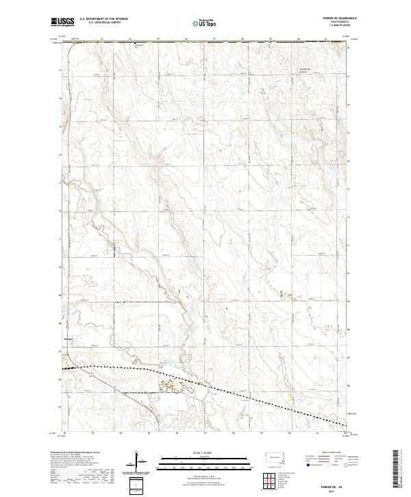 USGS US Topo 7.5-minute map for Parker NE SD 2021