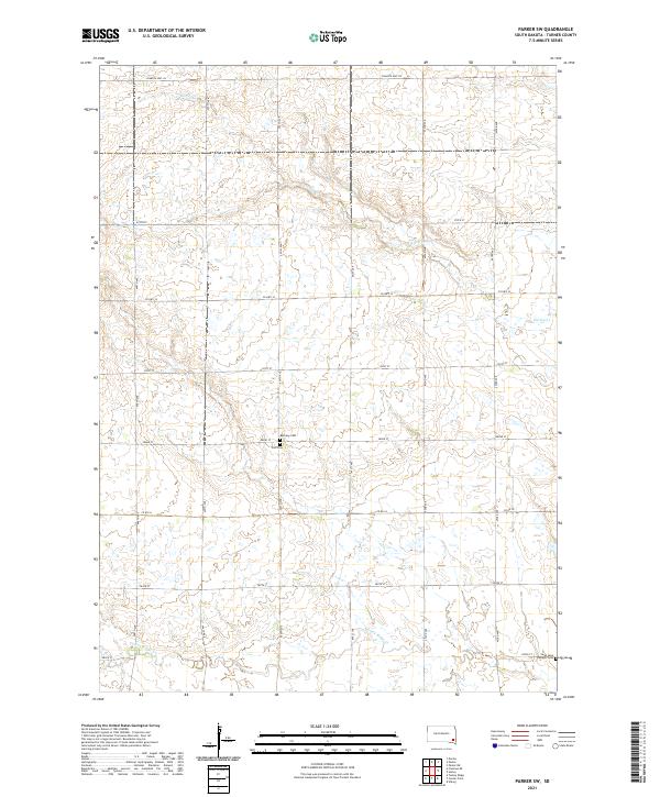 USGS US Topo 7.5-minute map for Parker SW SD 2021