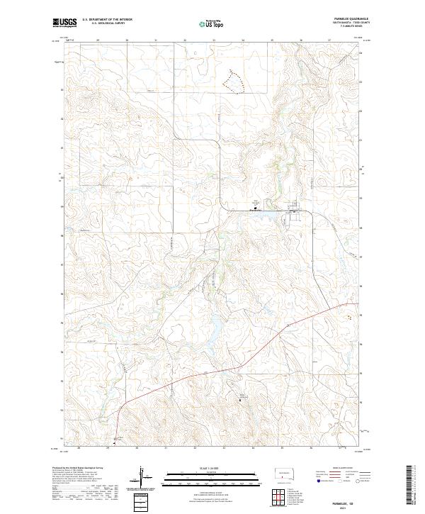 USGS US Topo 7.5-minute map for Parmelee SD 2021