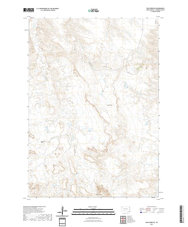 USGS US Topo 7.5-minute map for Pass Creek NE SD 2021