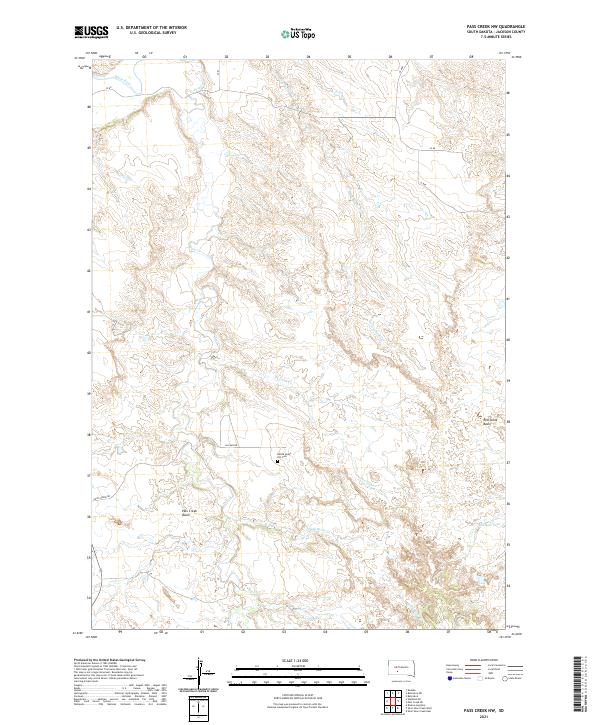 USGS US Topo 7.5-minute map for Pass Creek NW SD 2021